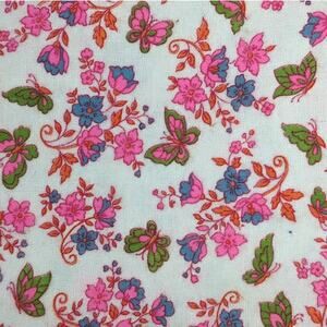 1+ Yard Retro Vintage 1970's JCPENNEY DEADSTOCK FABRIC Butterfly Cotton Flannel